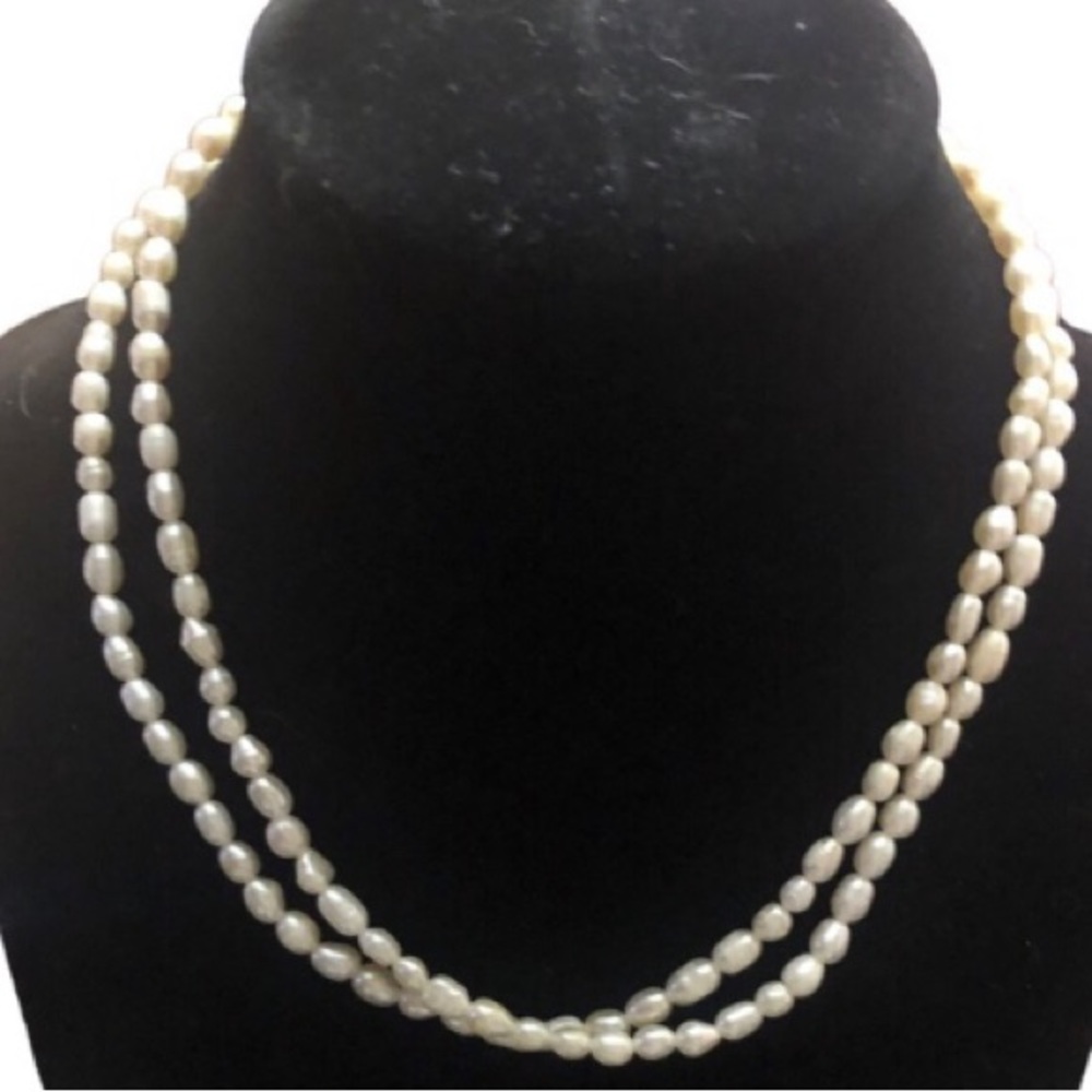 Genuine Pearl Dainty Double Strand Seed Necklace/Choker